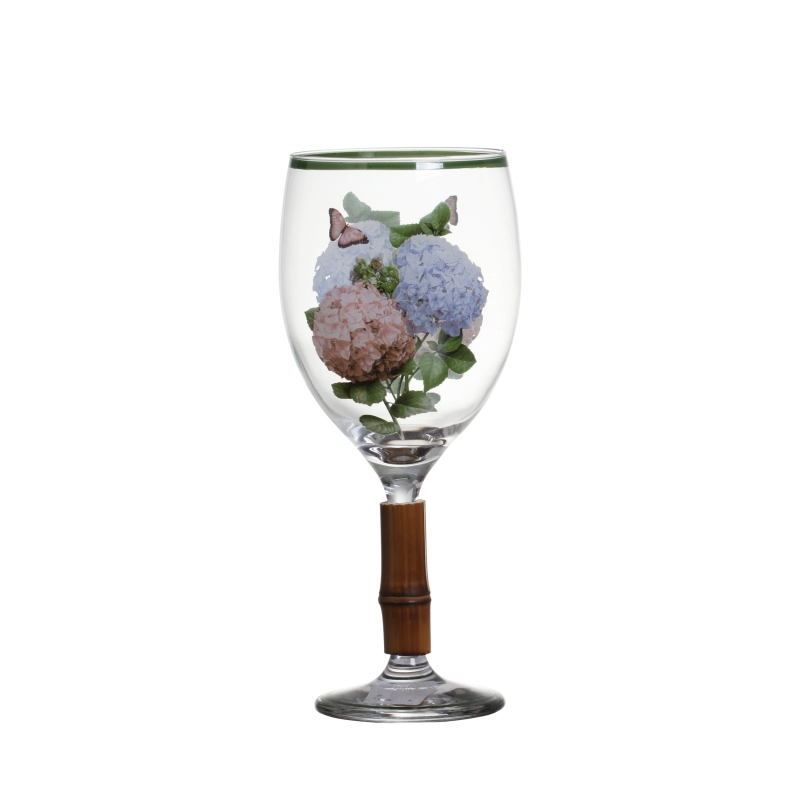 TAÇA DE ÁGUA HORTENSIAS C/ BAMBU - Linha Hortênsias - 